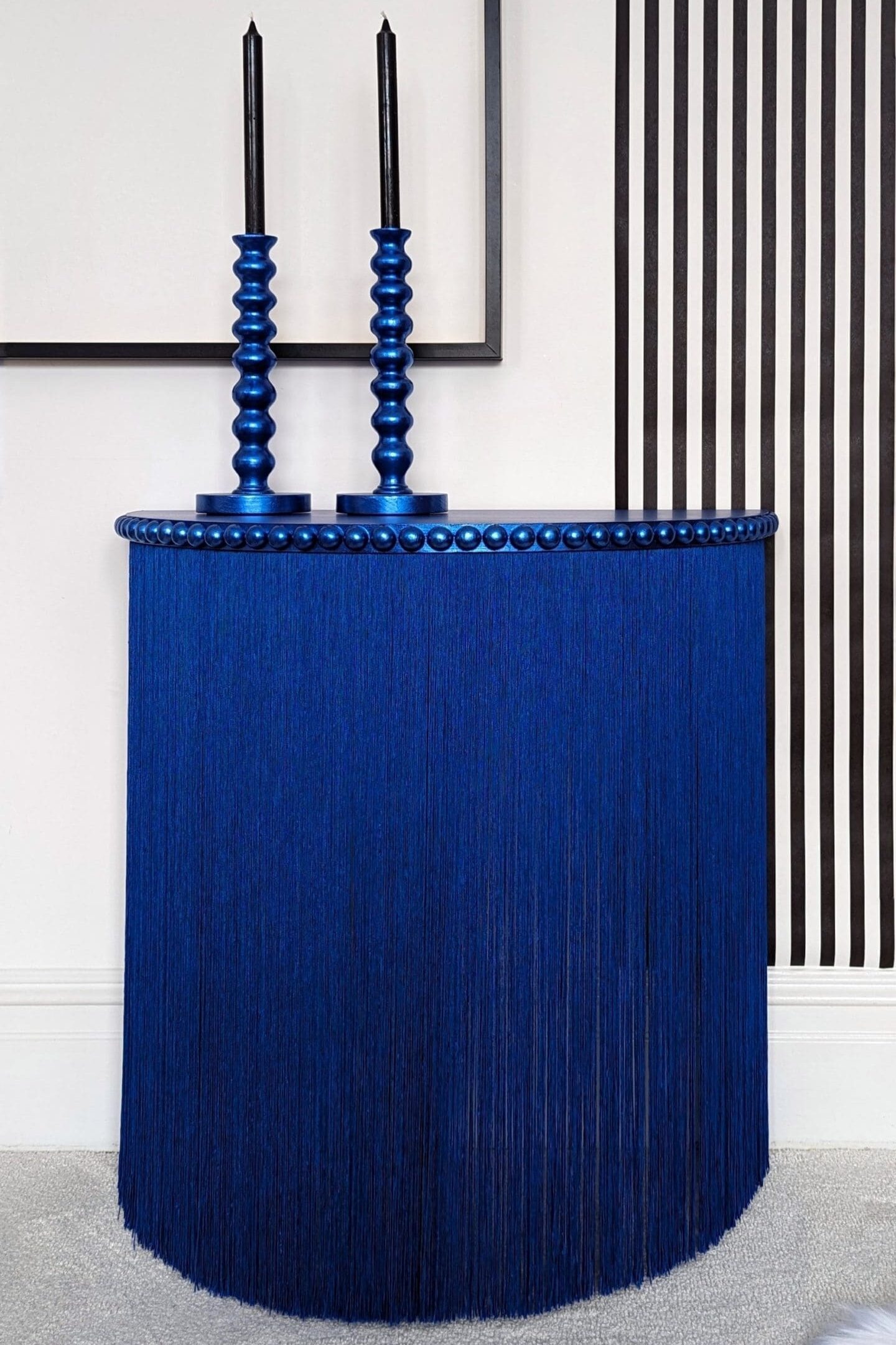 Delphine 16_9 Delphine royal blue fringed console table