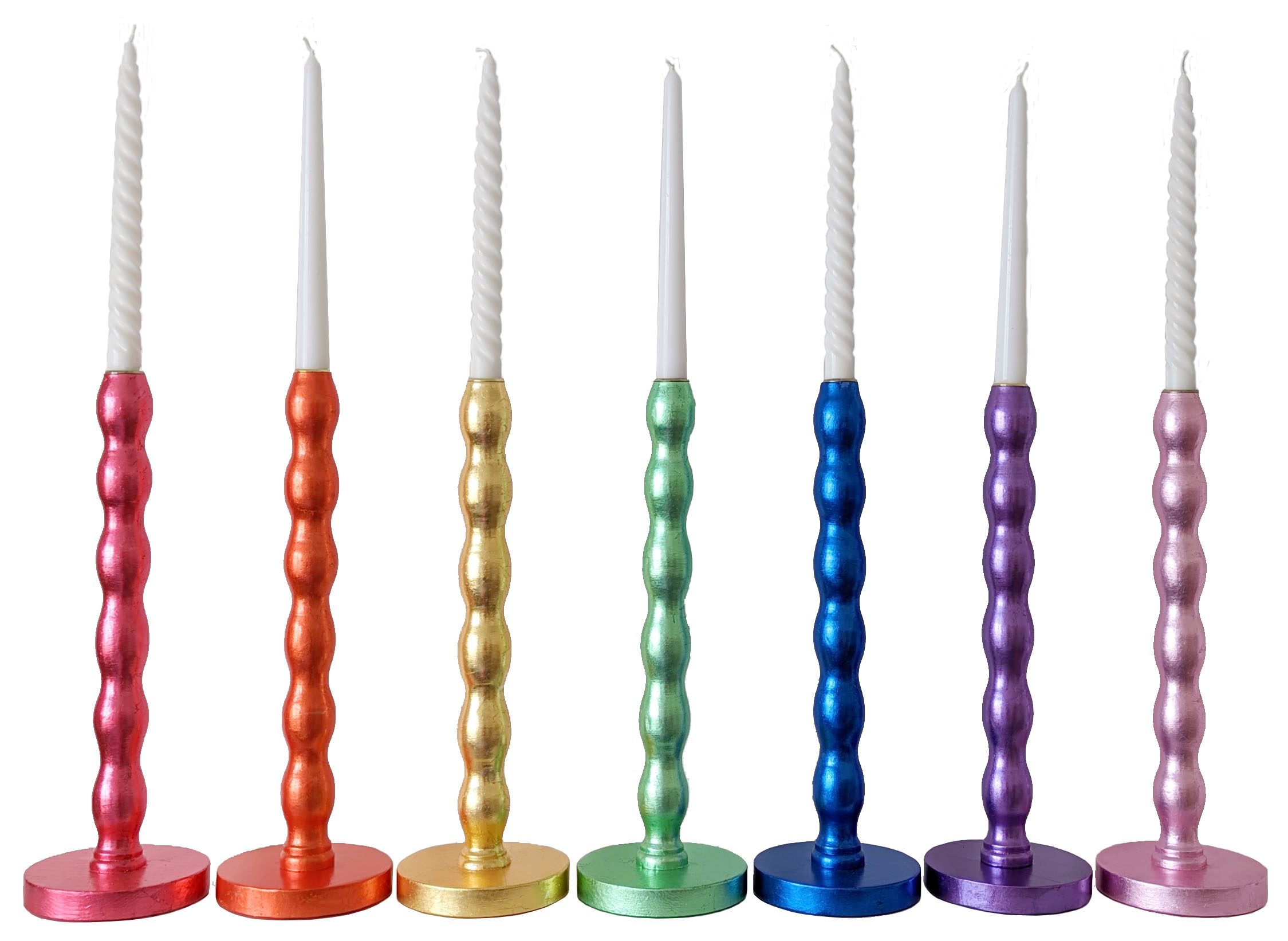 rainbow wavy gilded candlesticks cutout